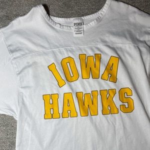Pink Victoria's Secret With 5th & Ocean White Iowa Hawks Football Style Top, S